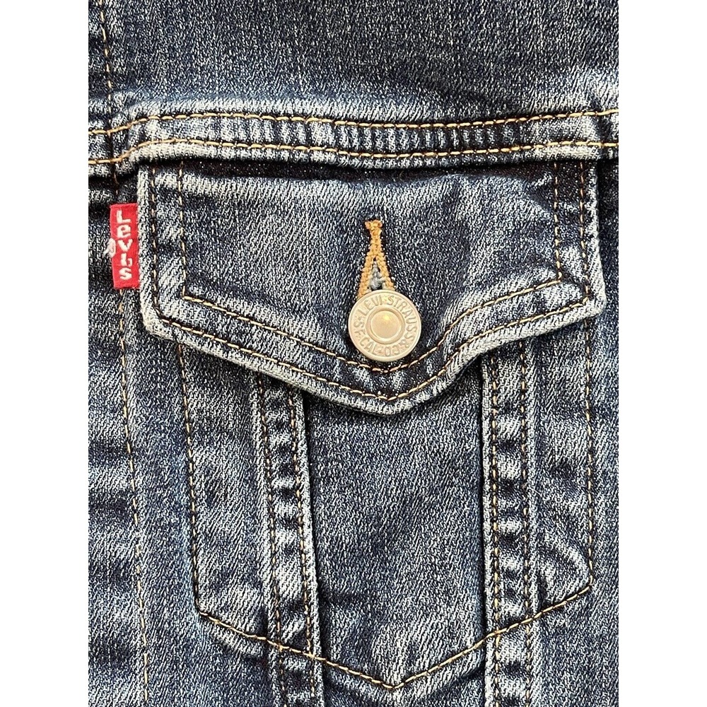 LEVI’S NWOT Denim Jean Jacket Size LARGE Youth Blue - Picture 4 of 4